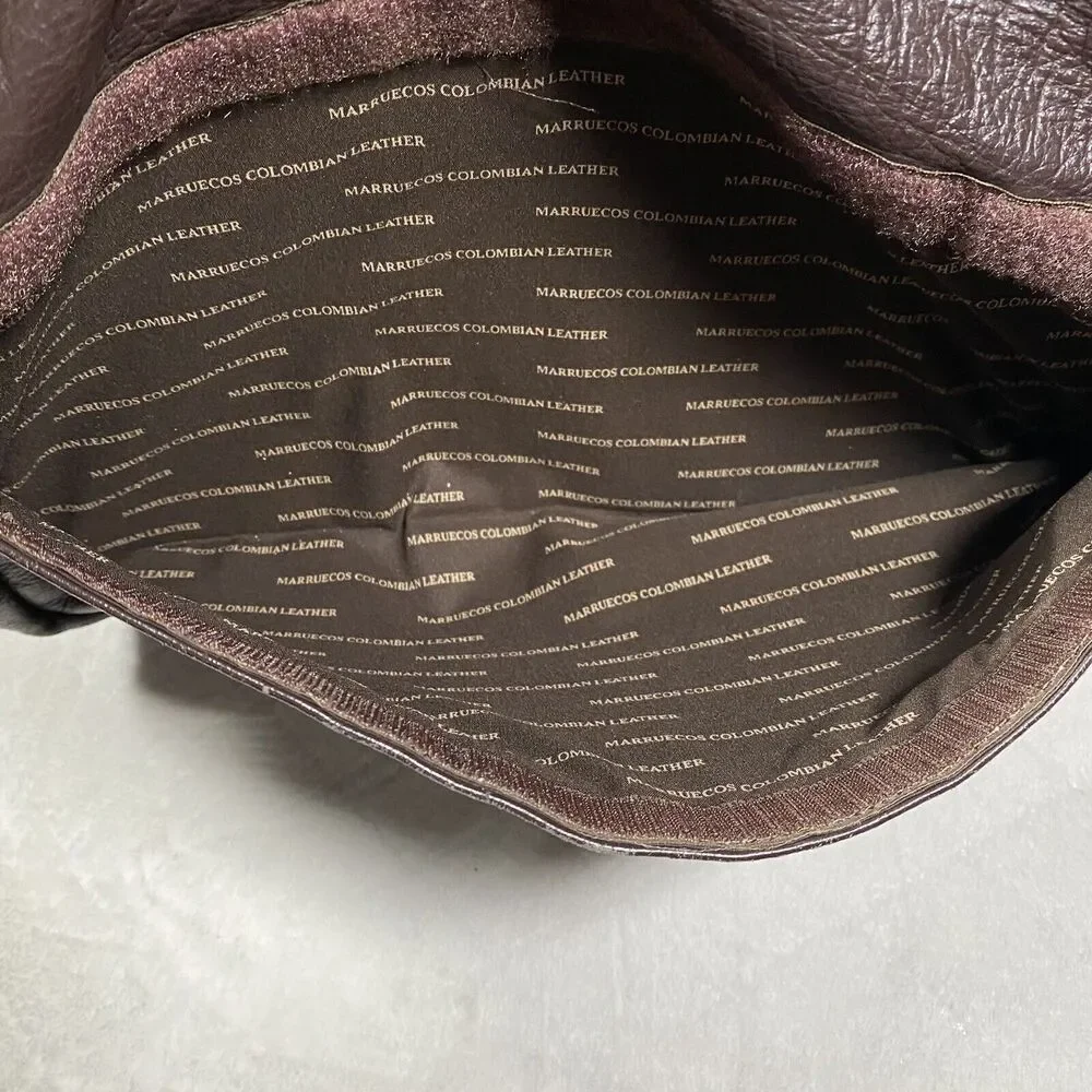 Marruecos Columbian Leather Messenger Bag Laptop Bag Hand Crafted Brown Pebbled